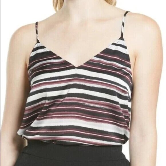 halogen BNWOT women stripe tank top sz small NEW v neck - Picture 1 of 6